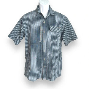 Eddie Bauer Men’s Large Plaid Button-Front Shirt - Blue/White  | Outdoor